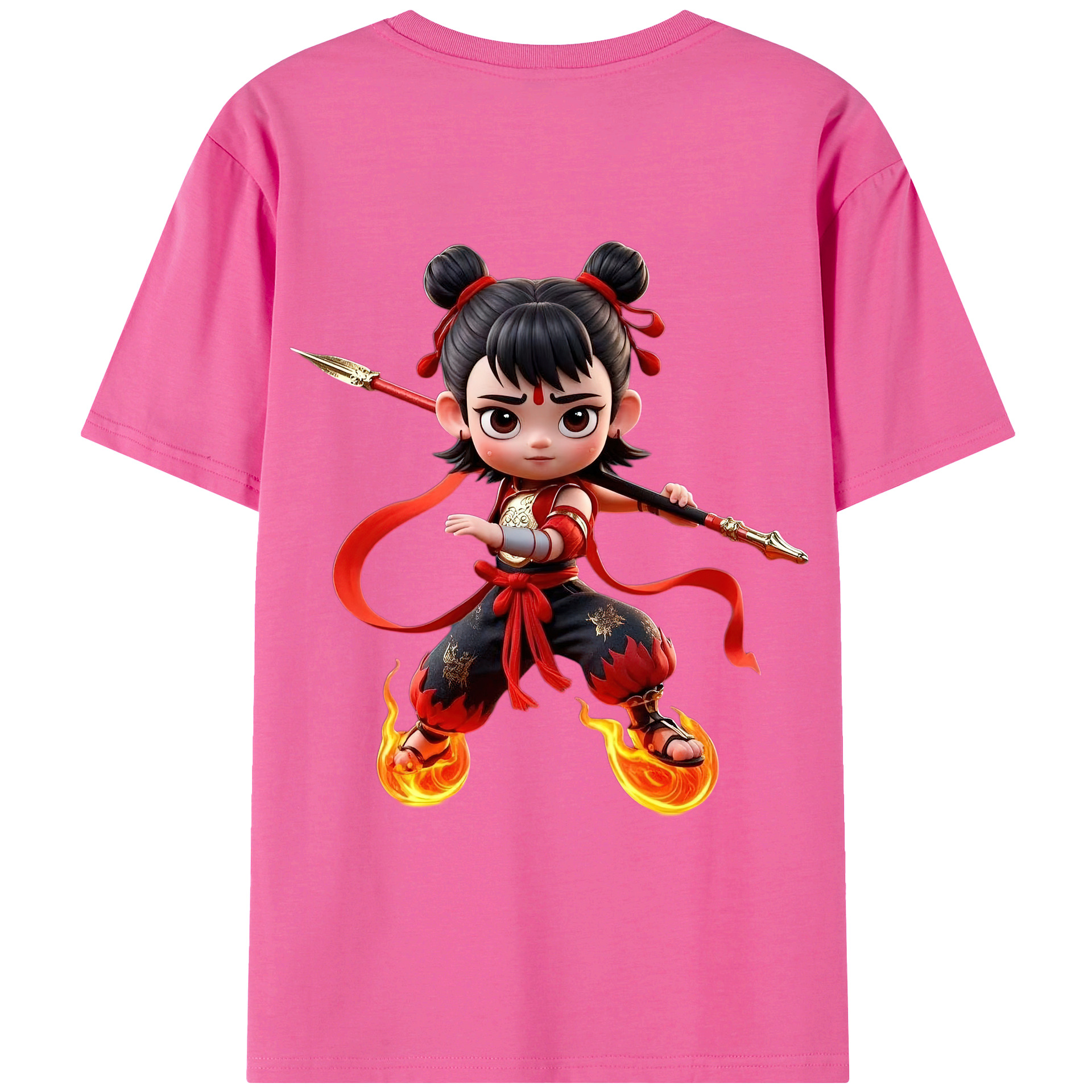 （画像用） Ne Zha 2 ナタ 魔童の大暴れ レディース半袖Tシャツ(バックプリント)